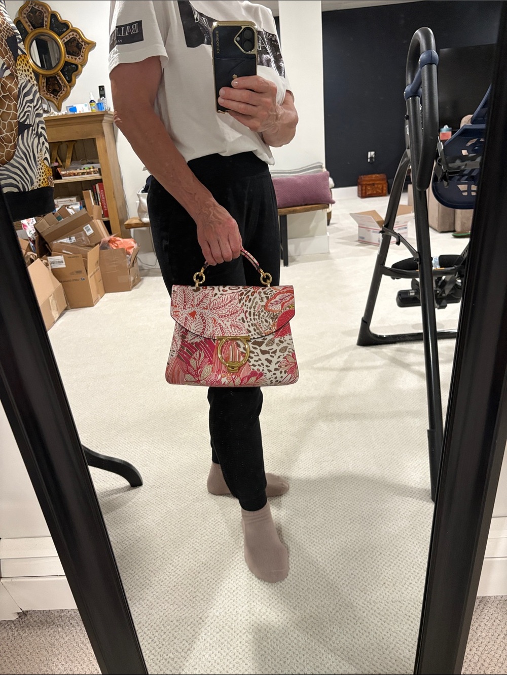 Salvatore Ferragamo Pink Floral & Animal-Print Top Handle Satchel - Picture 16 of 16